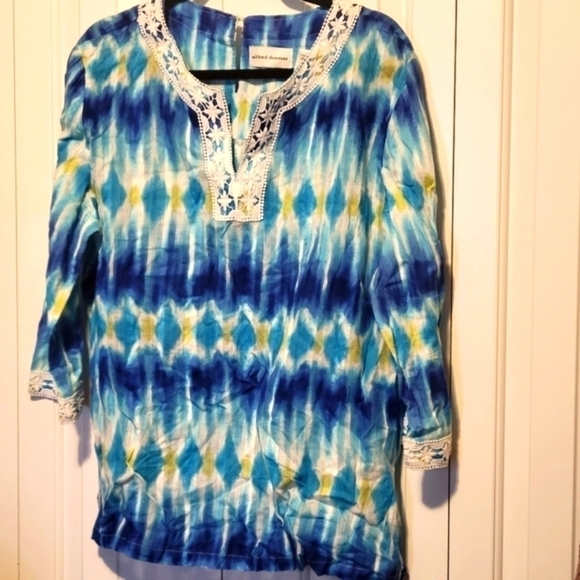 ALFRED Dunner Blue Tie Dye Tunic Blouse 18 Pre-owned - Picture 6 of 10